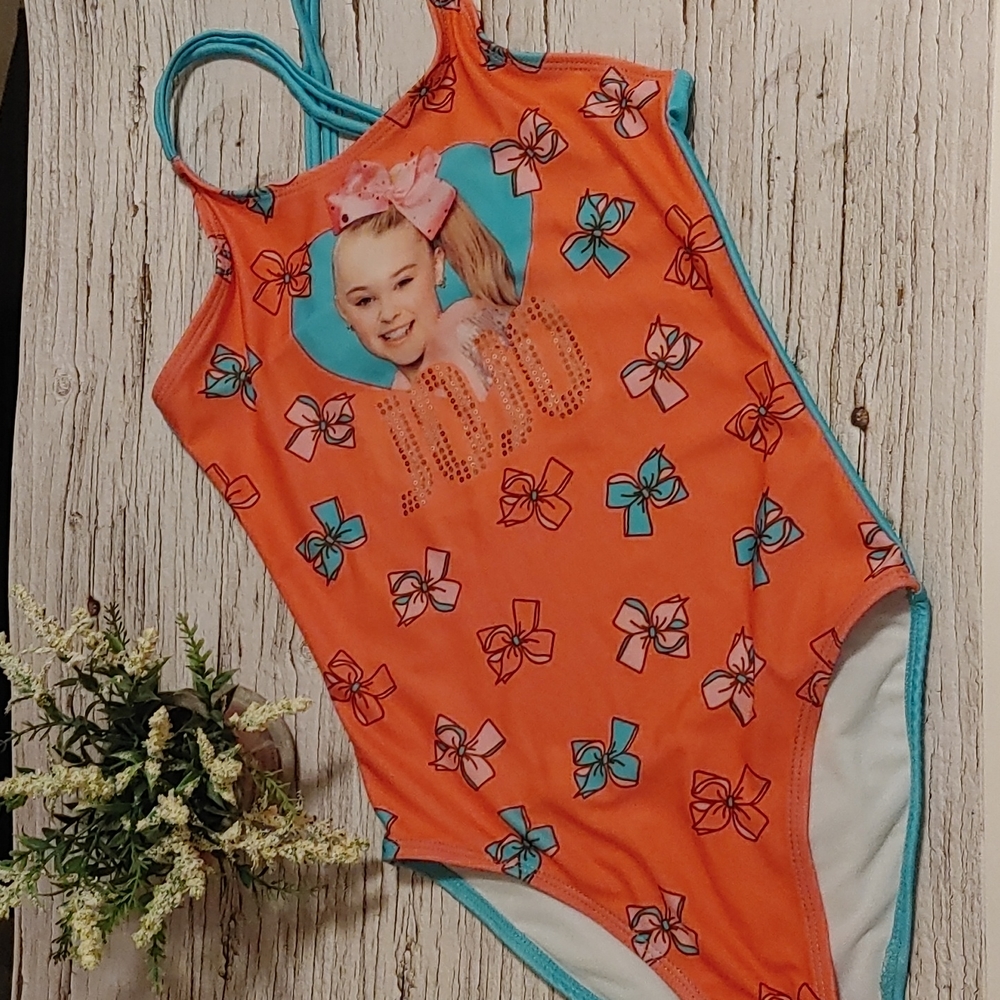 JoJo Siwa one piece orange swimming bathing suit kids size 10